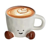 Cute Coffee Mug, Hand-Kneaded Feet Tea Cup Water Mug, Novelty Ceramic Art Footed Mugs, Aesthetic Desk Accessory for Milk Beverages for Men Women (Brown)