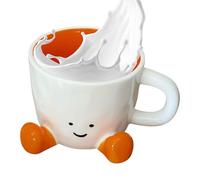 Cute Coffee Mug, Hand-Kneaded Feet Tea Cup Water Mug, Novelty Ceramic Mugs, Decorative Art Footed Mugs, Aesthetic Decorative Desk Accessory for Milk Cocoa Beverages, for Men Women