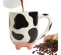 Cute Coffee Mug,Handmade Cow Printing Cup - 430ml Handmade Large Capacity Wide Mouth Ceramic Mug for Coffee Milk Tea for Desk