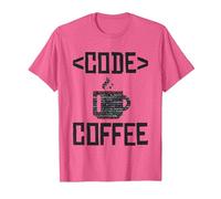 Cute Coffee Mug with Code for Programmers T-Shirt, Men, Pink Heather, Small