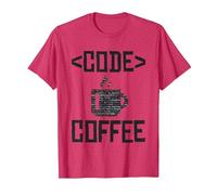 Cute Coffee Mug with Code for Programmers T-Shirt, Men, Red Heather, Medium