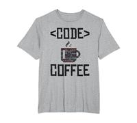 Cute Coffee Mug with Code for Programmers T-Shirt, Men's Big and Tall, Heather Grey, 5X Tall