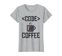Cute Coffee Mug with Code for Programmers T-Shirt, Women, Heather Grey, XX-Large