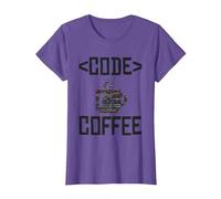 Cute Coffee Mug with Code for Programmers T-Shirt, Women, Purple Heather, Large