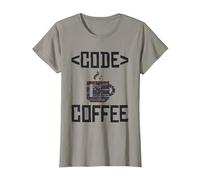 Cute Coffee Mug with Code for Programmers T-Shirt, Women, Slate Grey, Small