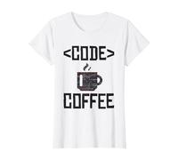 Cute Coffee Mug with Code for Programmers T-Shirt, Women, White, Medium