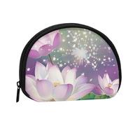 Cute Coin Purse and Mini Pouch Change Wallet, Beautiful flowers Printed Small Fashion Money Bag Zipper Coin Pouch for Women, Black, One Size, Half Circle