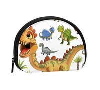 Cute Coin Purse and Mini Pouch Change Wallet, Cartoon Dinosaur Images Printed Small Fashion Money Bag Zipper Coin Pouch for Women, Black, One Size, Half Circle