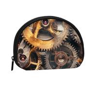 Cute Coin Purse and Mini Pouch Change Wallet, Cool Steampunk Gears Printed Small Fashion Money Bag Zipper Coin Pouch for Women, Black, One Size, Half Circle
