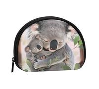 Cute Coin Purse and Mini Pouch Change Wallet, Cute Koala Printed Small Fashion Money Bag Zipper Coin Pouch for Women, Black, One Size, Half Circle