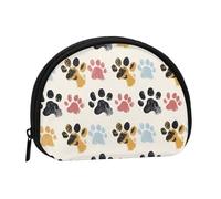 Cute Coin Purse and Mini Pouch Change Wallet, Dog Paw Pattern Printed Small Fashion Money Bag Zipper Coin Pouch for Women, Black, One Size, Half Circle