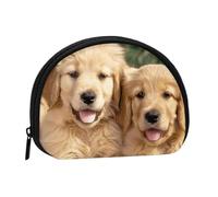 Cute Coin Purse and Mini Pouch Change Wallet, Golden Retriever dogs puppies pets Printed Small Fashion Money Bag Zipper Coin Pouch for Women, Black, One Size, Half Circle