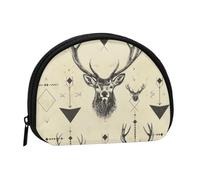 Cute Coin Purse and Mini Pouch Change Wallet, Hunting Arrows Triangles Deer Printed Small Fashion Money Bag Zipper Coin Pouch for Women, Black, One Size, Half Circle