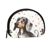 Cute Coin Purse and Mini Pouch Change Wallet, I Love My Dog Dachshunds Printed Small Fashion Money Bag Zipper Coin Pouch for Women, Black, One Size, Half Circle