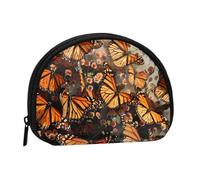 Cute Coin Purse and Mini Pouch Change Wallet, Monarch butterflies Printed Small Fashion Money Bag Zipper Coin Pouch for Women, Black, One Size, Half Circle