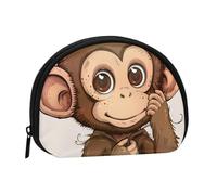 Cute Coin Purse and Mini Pouch Change Wallet, Monkey art print Printed Small Fashion Money Bag Zipper Coin Pouch for Women, Black, One Size, Half Circle