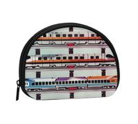 Cute Coin Purse and Mini Pouch Change Wallet, Monorail Train Printed Small Fashion Money Bag Zipper Coin Pouch for Women, Black, One Size, Half Circle