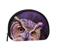 Cute Coin Purse and Mini Pouch Change Wallet, Owl Printed Small Fashion Money Bag Zipper Coin Pouch for Women, Black, One Size, Half Circle