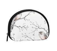 Cute Coin Purse and Mini Pouch Change Wallet, Owl Tree Branches Printed Small Fashion Money Bag Zipper Coin Pouch for Women, Black, One Size, Half Circle