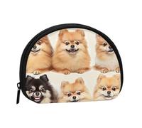 Cute Coin Purse and Mini Pouch Change Wallet, Pomeranians Pattern Printed Small Fashion Money Bag Zipper Coin Pouch for Women, Black, One Size, Half Circle