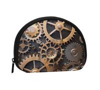 Cute Coin Purse and Mini Pouch Change Wallet, Steampunk Mechanical Gears Printed Small Fashion Money Bag Zipper Coin Pouch for Women, Black, One Size, Half Circle