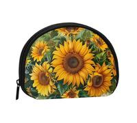 Cute Coin Purse and Mini Pouch Change Wallet, Sunflowers art Printed Small Fashion Money Bag Zipper Coin Pouch for Women, Black, One Size, Half Circle