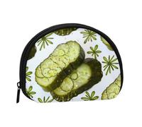 Cute Coin Purse and Mini Pouch Change Wallet, Sushi Dill Pickles Printed Small Fashion Money Bag Zipper Coin Pouch for Women, Black, One Size, Half Circle
