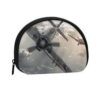 Cute Coin Purse and Mini Pouch Change Wallet, World War 2 Aircraft Airplane Printed Small Fashion Money Bag Zipper Coin Pouch for Women, Black, One Size, Half Circle