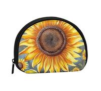 Cute Coin Purse and Mini Pouch Change Wallet, You Are My Sunshine Sunflower Printed Small Fashion Money Bag Zipper Coin Pouch for Women, Black, One Size, Half Circle