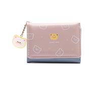Cute Coin Purse,Bear Print Wallet,Korean Style Card Case,Sweet Short Wallet,Simple Coin Purse for Woman(Pink)