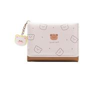 Cute Coin Purse,Bear Print Wallet,Korean Style Card Case,Sweet Short Wallet,Simple Coin Purse for Woman(White)
