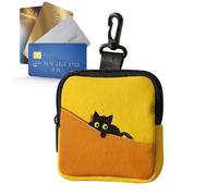 Cute Coin Purse Change Pouch - Small Cat Wallet | Waterproof PVC Fabric Pursé - 10x10x2cm Keyring Holder for, Cash & Travel This Cute Waterproof Coin Purse with Zipper