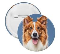 Cute Collie Dog Badge Metal Round Pins, Lightweight Brooch for Backpack, Fashion Button Pins Badge for Shirts, Jackets, Shawl Coat, Unisex, 5PCS, Tinplate, metal round pins