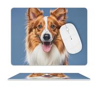 Cute Collie Dog Mouse Pad Rectangle Premium-Textured Waterproof Leather Computer Mousepad, Stitched Edges Gaming Mouse Mat for Laptop, Home Office Decor Desk Accessories