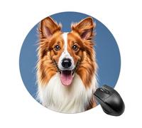Cute Collie Dog Mouse Pad Round Premium-Textured Waterproof Computer Mousepad, Stitched Edges Gaming Mouse Mat for Laptop, Home Office Decor Desk Accessories