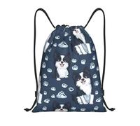 Cute Collie Dogs Navy Women Men Gym Sack Durable Swimming Bags Waterproof Drawstring Backpack For Sports Holidays Gym