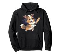 Cute Collie Puppy Playing Cricket Bat Hero Pullover Hoodie