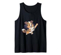 Cute Collie Puppy Playing Cricket Bat Hero Tank Top