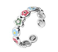 Cute Color Drop Oil Flower Ring Opening Adjustable Versatile Light Luxury Fashion Simple Adjustable Opening Trend Ring 1PC Bead Rings for Teen Girls (One Size)