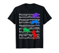Cute Colored Cats Music Notes Musician Clef Piano T-Shirt