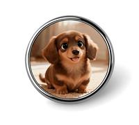 Cute Colored Coffee Dachshund Badges Pin, Personalized Exquisite Round Badge, 1 Inch Button Pins for Women And Men, Decorative Metal Round Brooch for Clothing, Backpacks, And Hats