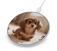 Cute Colored Coffee Dachshund Round Fast Wireless Charging Pad