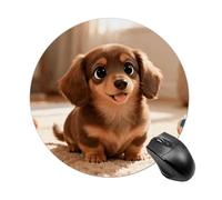 Cute Colored Coffee Dachshund Round Rubber Mouse Pad 7.8 Inch Stable Non Slip Circular Computer Mat Portable Resistant Desk Mat for Office Laptop Desktop Professional Daily Working Scenes