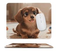 Cute Colored Coffee Dachshund Stitched Edge Mouse Pad