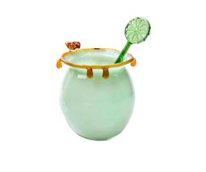 Cute Colored Glass Mug, High Borosilicate Wavy Milk Cup, Irregular Blown Glass Coffee Tea Cup(Green,Mixing Rod Style)