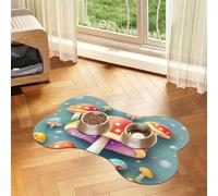 Cute colored mushrooms Bone Shaped Absorbent Dog Feeding Mat