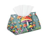 Cute Colored Mushrooms Long Leather Tissue Bag, Double-Sided Leather, Waterproof and Durable