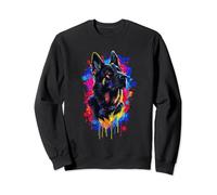 Cute Colorful Black German Shepherd Dog Portrait Sweatshirt