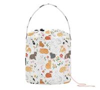 Cute Colorful Cats Floral White Crochet Storage Small Yarn Bag with Holes Craft Bag for Knitting Tool Knitting Supply