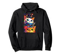 Cute Colorful Cats Pop Art Stack Cat Lover Retro Kitten Pullover Hoodie